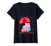 Mujer Peppa Pig Family Valentine Camiseta Cuello V