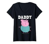 Mujer Peppa Pig Father's Day Daddy Bold Text Portrait of Daddy Big Camiseta Cuello V