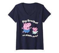 Mujer Peppa Pig George Pig Giggle Duty Camiseta Cuello V