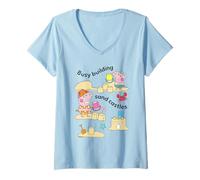 Mujer Peppa Pig George Pig Sandcastles Camiseta Cuello V