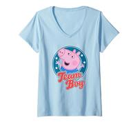 Mujer Peppa Pig George Pig Team Boy Badge Camiseta Cuello V
