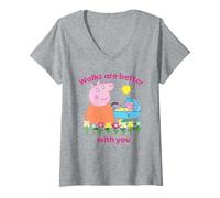 Mujer Peppa Pig Mummy Pig Evie Walks with You Camiseta Cuello V