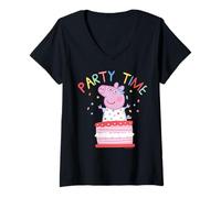 Mujer Peppa Pig Party Time Birthday Camiseta Cuello V