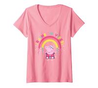 Mujer Peppa Pig Rainbow Vibes Stars Happy Friends Classic Forever Camiseta Cuello V