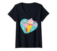 Mujer Peppa Pig Yum Ice Cream Camiseta Cuello V