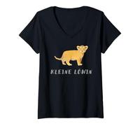 Mujer pequeña Leona Orgulloso Valiente león Selva Africa Kita niño Camiseta Cuello V