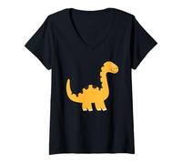 Mujer Pequeño Dino Lindo niño Divertido Simple Dinosaurio Camiseta Cuello V
