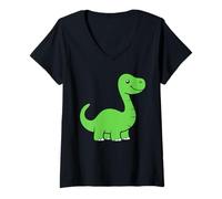 Mujer Pequeño Dino Lindo niño Divertido Simple Dinosaurio Camiseta Cuello V
