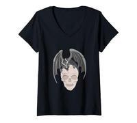 Mujer Pequeño dragón en una Cabeza Esqueleto | Skull Camiseta Cuello V