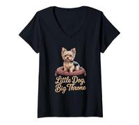 Mujer Pequeño Perro, Gran Trono Camiseta Cuello V
