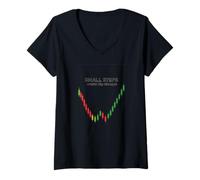 Mujer Pequeños Pasos Crean Grandes Cambios para inversores y Traders Camiseta Cuello V