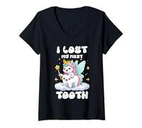 Mujer Perdí mis primeros dientes de leche dentista unicornio de hadas Camiseta Cuello V