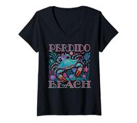 Mujer PERDIDO BEACH ALABAMA BLUE CRAB VERANO BEACH VACACIONES REGALOS Camiseta Cuello V