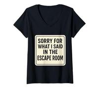 Mujer Perdón por lo Que Dije en el Escape Room Lover Funny Joke Camiseta Cuello V
