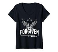 Mujer Perdón y Redención Colosenses 1:14 Diseño Impactante Camiseta Cuello V