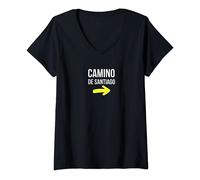Mujer Peregrinos Camino de Santiago De La Costa Primitivo Frances Camiseta Cuello V