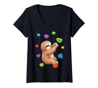 Mujer Perezoso Escalada Pared Escalada Boulder Boulder Camiseta Cuello V