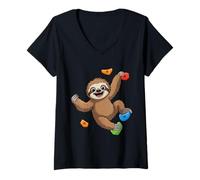Mujer Perezoso Escalada Pared Escalada Boulder Boulder Camiseta Cuello V