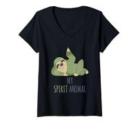 Mujer Perezoso mi espíritu animal, vamos a relajarnos y relajarnos, divertido regalo perezoso Camiseta Cuello V