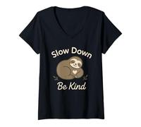 Mujer Perezoso Vida Lenta Perezoso Yoga Vida Ética Anti-Hustle Camiseta Cuello V