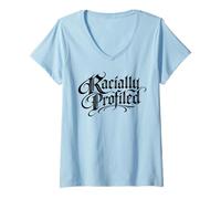 Mujer Perfiles raciales Alto al Racismo Discriminación Justicia Social Camiseta Cuello V