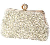 Mujer Perla Bolso - Vintage Elegante Bolso De Noche Boda Crossbody Bolsos para Mujeres Fiesta De Boda (Blanco Marfil)