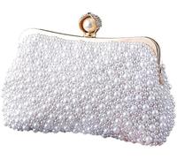 Mujer Perla Bolso - Vintage Elegante Bolso De Noche Boda Crossbody Bolsos para Mujeres Fiesta De Boda (Blanco)