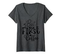Mujer Pero el Primer Ritual de la mañana del café para Profesionales ocupados Camiseta Cuello V