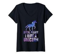 Mujer Perra, por Favor, monté un Unicornio Camiseta Cuello V