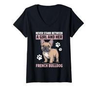 Mujer Perro Bulldog Francés Camiseta Cuello V