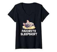 Mujer Perro Bulldog Francés Perros Siesta Dormir Dormir Pijama Camisón Camiseta Cuello V