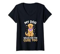 Mujer Perro Camina para Curar Demasiado la recaudación de Fondos de concienciación sobre el cáncer Camiseta Cuello V