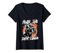 Mujer Perro Cane Corso Fear The Dark Canine Camiseta Cuello V