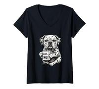 Mujer Perro dálmata con Taza de café Dice Que no, uh nö Camiseta Cuello V