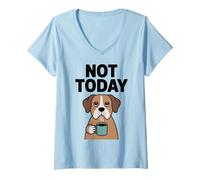 Mujer Perro de oficina Colega de café Perro Camiseta Cuello V