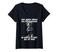 Mujer Perro Diciendo Psiquiatra De Regreso De Mi Psiquiatra Camiseta Cuello V