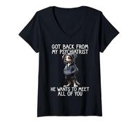 Mujer Perro Diciendo Psiquiatra De Regreso De Mi Psiquiatra Camiseta Cuello V