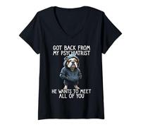 Mujer Perro Diciendo Psiquiatra De Regreso De Mi Psiquiatra Camiseta Cuello V