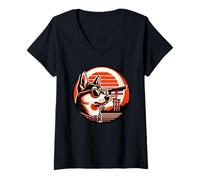 Mujer Perro en Fushimi Inari Taisha en Japón, Kioto Camiseta Cuello V