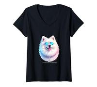 Mujer Perro Esquimal Americano Camiseta Cuello V