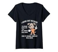 Mujer Perro evito Cosas Porque me Tengo Miedo Camiseta Cuello V