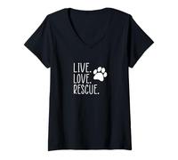 Mujer Perro Gato Bienestar Animal Mascota Defensores de los Animales Vegano Camiseta Cuello V