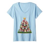 Mujer Perro Kawaii Árbol De Navidad Animales De Dibujos Anim Camiseta Cuello V
