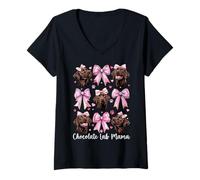 Mujer Perro Labrador Retriever Chocolate Lab Mama Mom Camiseta Cuello V