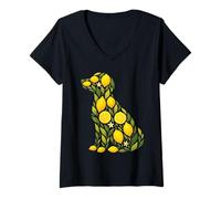 Mujer Perro Limón Camiseta Cuello V