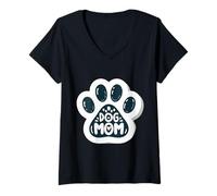 Mujer Perro, mamá, lindo día de la madre, corazón, mamá, mamá, dueña de mascotas Camiseta Cuello V
