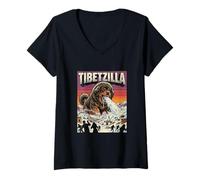 Mujer Perro Mastín Tibetano Tibetzilla - Dogzilla Monster Movie Camiseta Cuello V