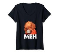 Mujer Perro Meh - Café primero, motivación después Camiseta Cuello V
