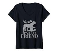 Mujer Perro Mi mejor amigo Perros Amante de los perros Perro Camiseta Cuello V