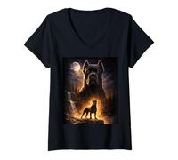 Mujer Perro Moonlight Cane Corso Camiseta Cuello V